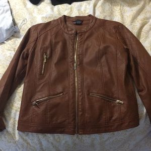 tan leather jacket